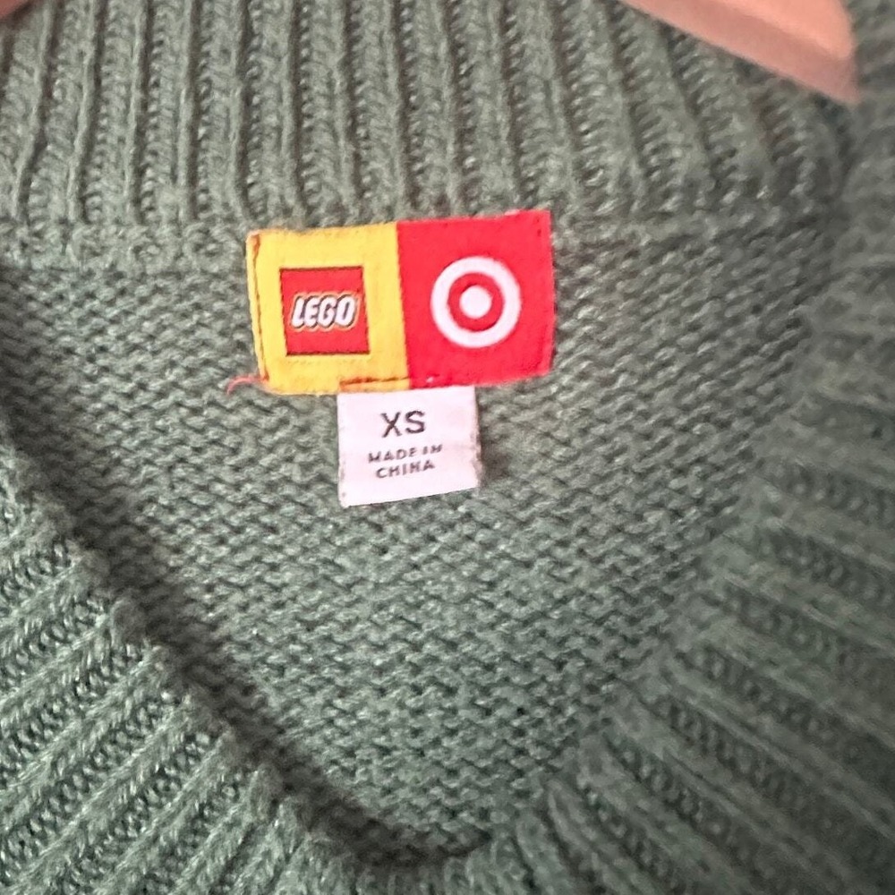Lego Collection Target Popcorn Sweater Sz XS Green Cozy‎ Knit Warm Dark Academia - Picture 8 of 12